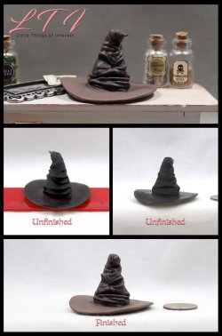 HOGWARTS SORTING HAT in Miniature One Inch Scale Black Resin DIY Harry Potter