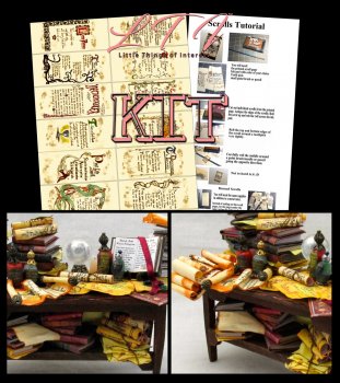 14 SCROLL PAGES Kit With Tutorial Printed PDF for Magic Table in Miniature Half Inch 1/24 Scale 14 SCROLL PAGES Kit With Tutorial Printed PDF for Magic Table in Miniature Half Inch 1/24 Scale